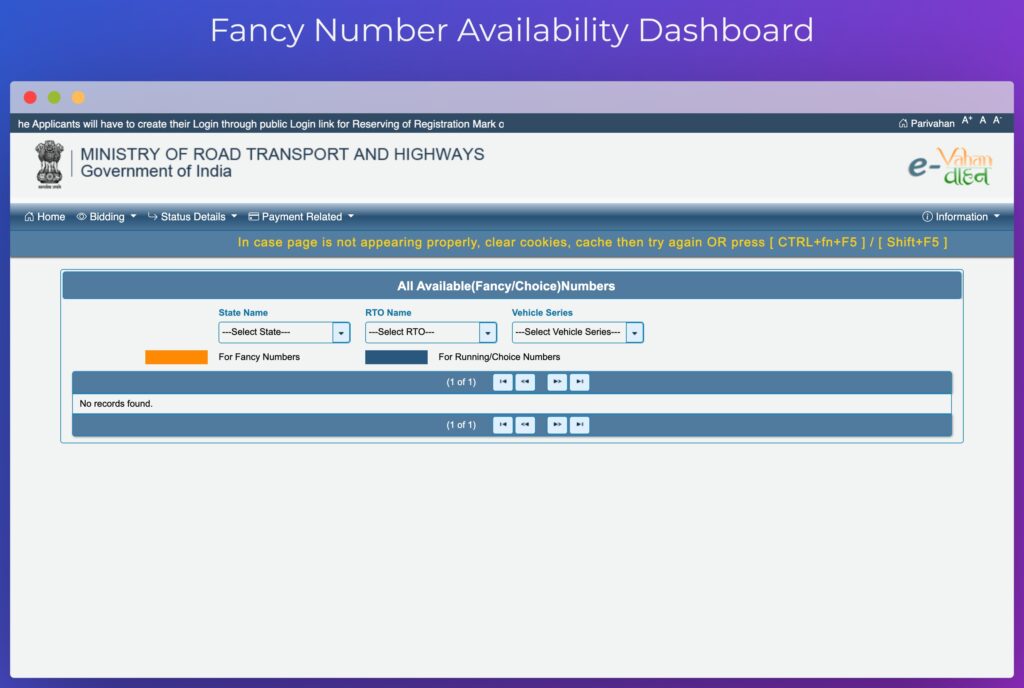 Fancy Number Availability Dashboard Screen